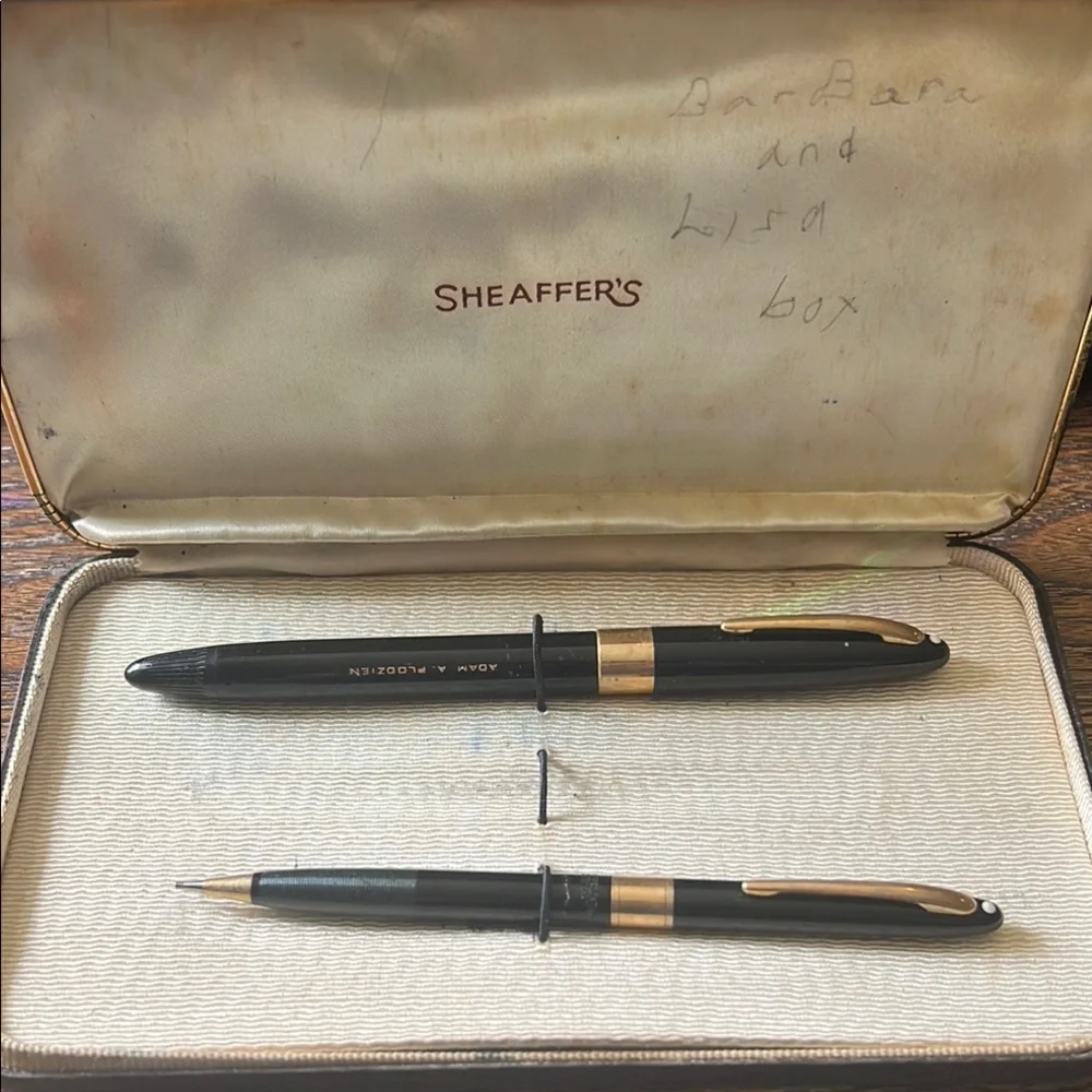 Sheaffer's Black and Gold fountain Pen & mechanical pencil Set vintage